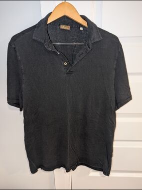 Stenströms Men’s Short Sleeve Polo Shirt Black Textured Collared Size XXL